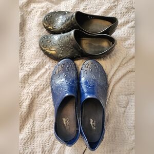 Dansko Black & blue  Pixie Embossed Molded PVC Clog Shoes Womens EU 41